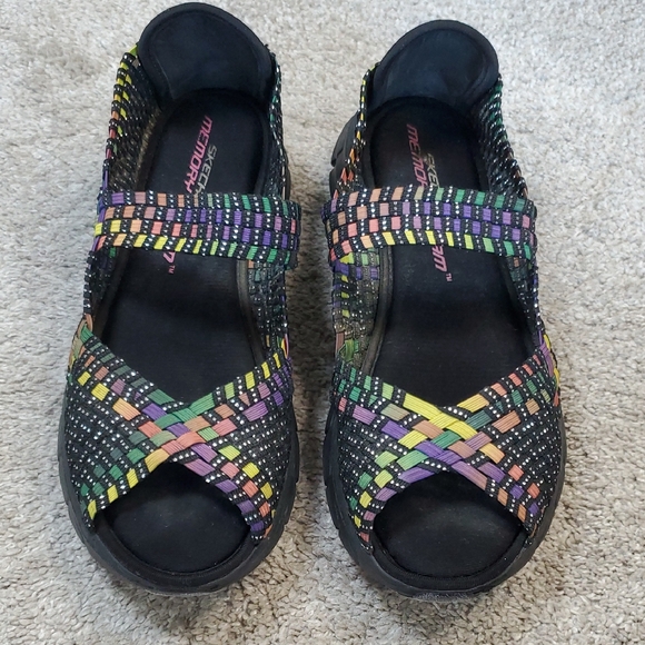Skechers Multicolor Woven Sandals, Memory Foam. - Picture 1 of 9